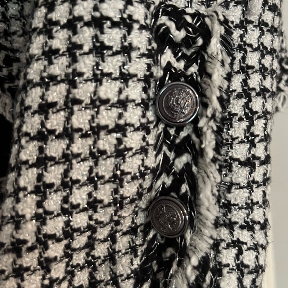 WHBM | Black & White Tweed Blazer w/ Metallic Threads - Picture 4 of 6